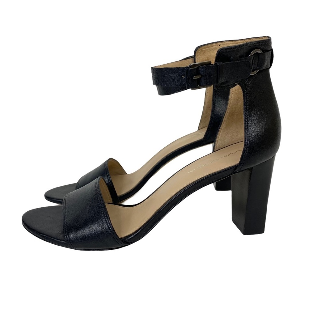Via Spiga Black Ankle Strap Buckle Pumps Heels